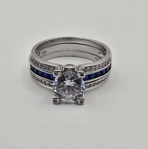 Gorgeous Silver and Blue Women's Ring